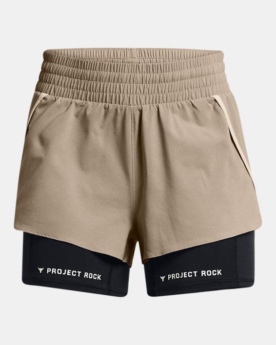 Women's Project Rock Flex Woven Leg Day Shorts in Brown image number 4